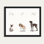 Custom Watercolor Three Pets Full Body Portrait