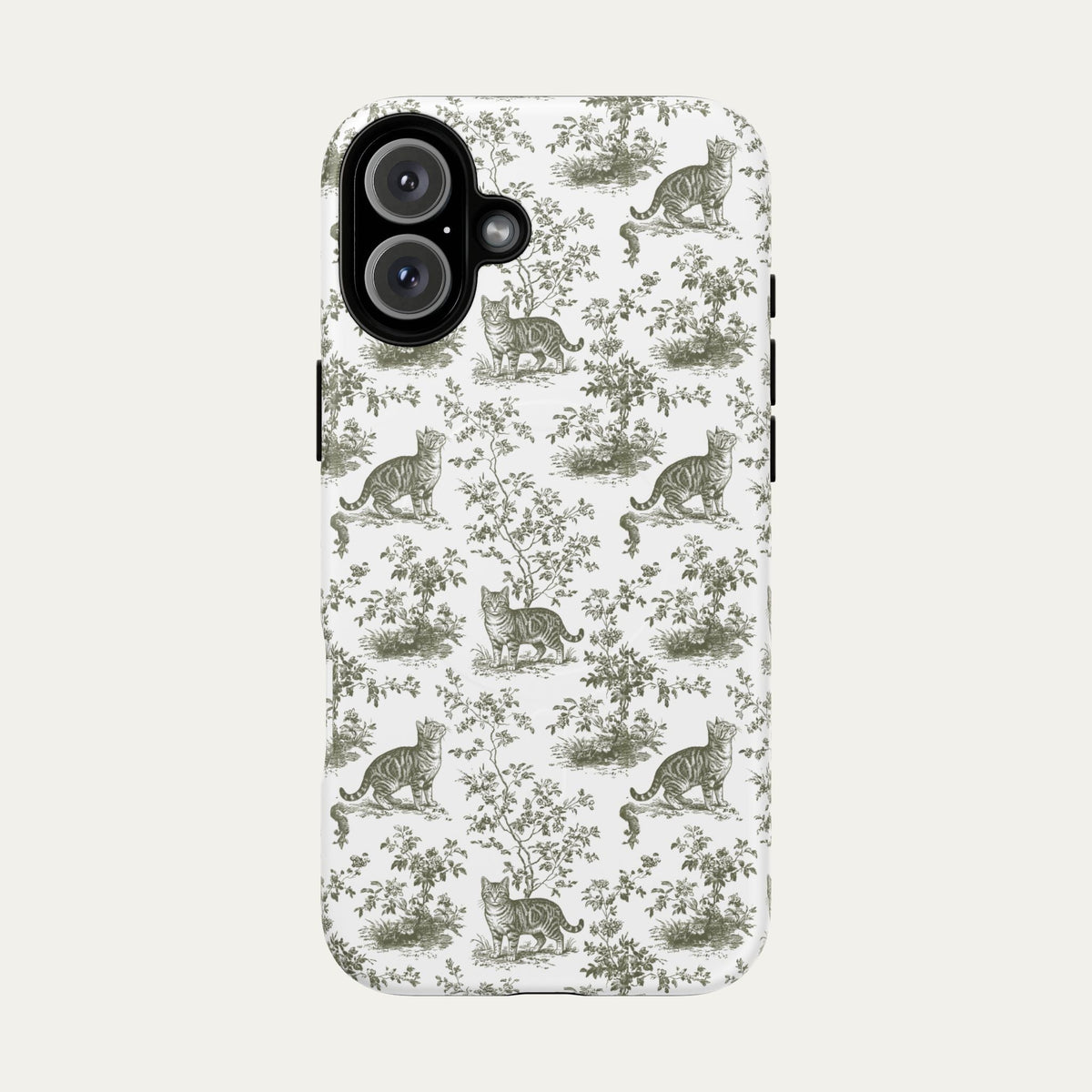 Tabby Cat Sage Green Toile phone Case