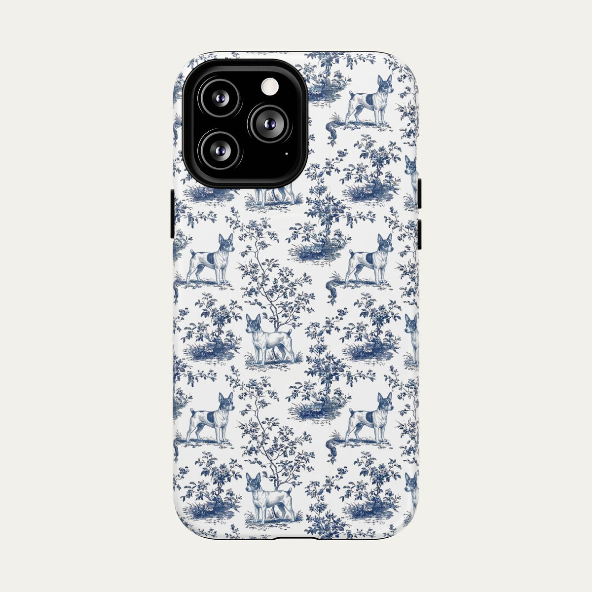 Toy Fox Terrier Blue Toile Phone case