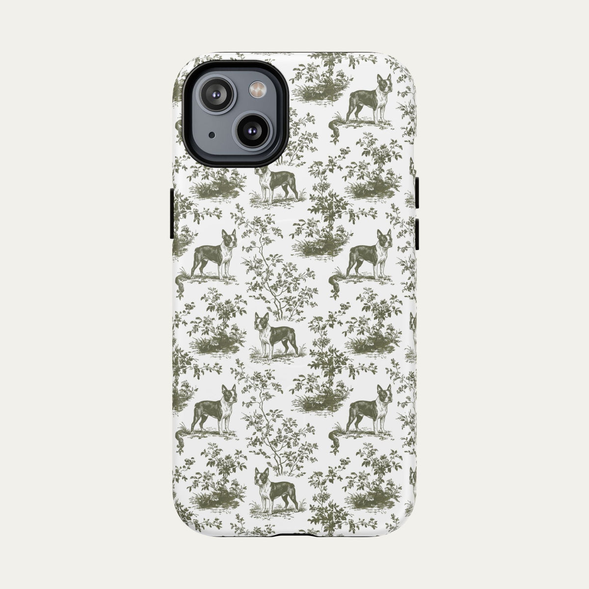 Boston Terrier Sage Green Toile phone Case