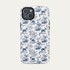 Boston Terrier Blue Toile Phone case