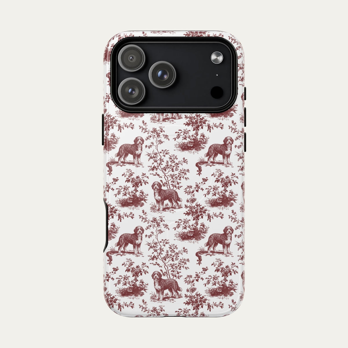 Bernedoodle Burgundy Toile phone Case