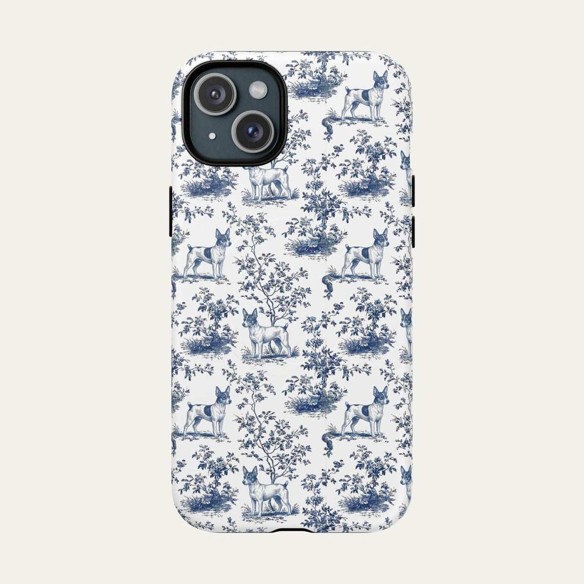 Toy Fox Terrier Blue Toile Phone case