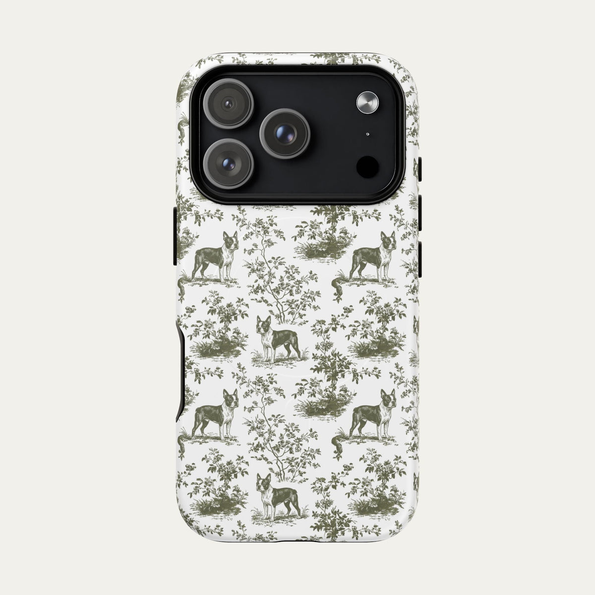Boston Terrier Sage Green Toile phone Case