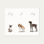 Custom Watercolor Three Pets Full Body Portrait