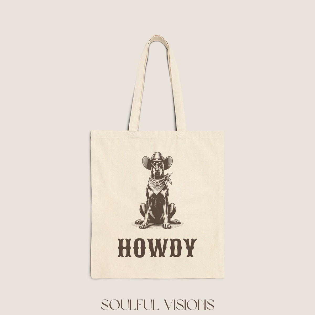 Howdy Doberman Tote Bag