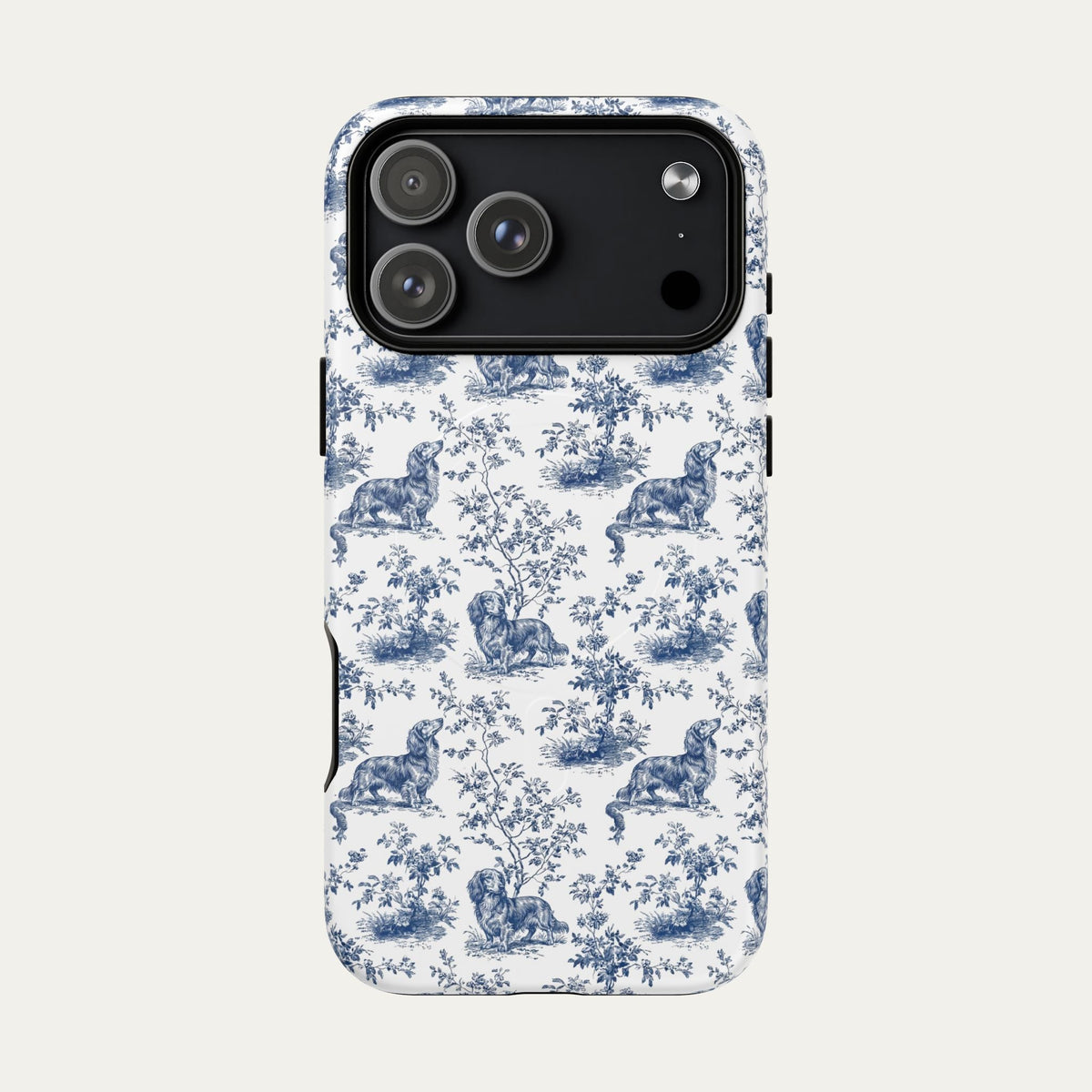 Dachshund Longhaired Blue Toile Phone case