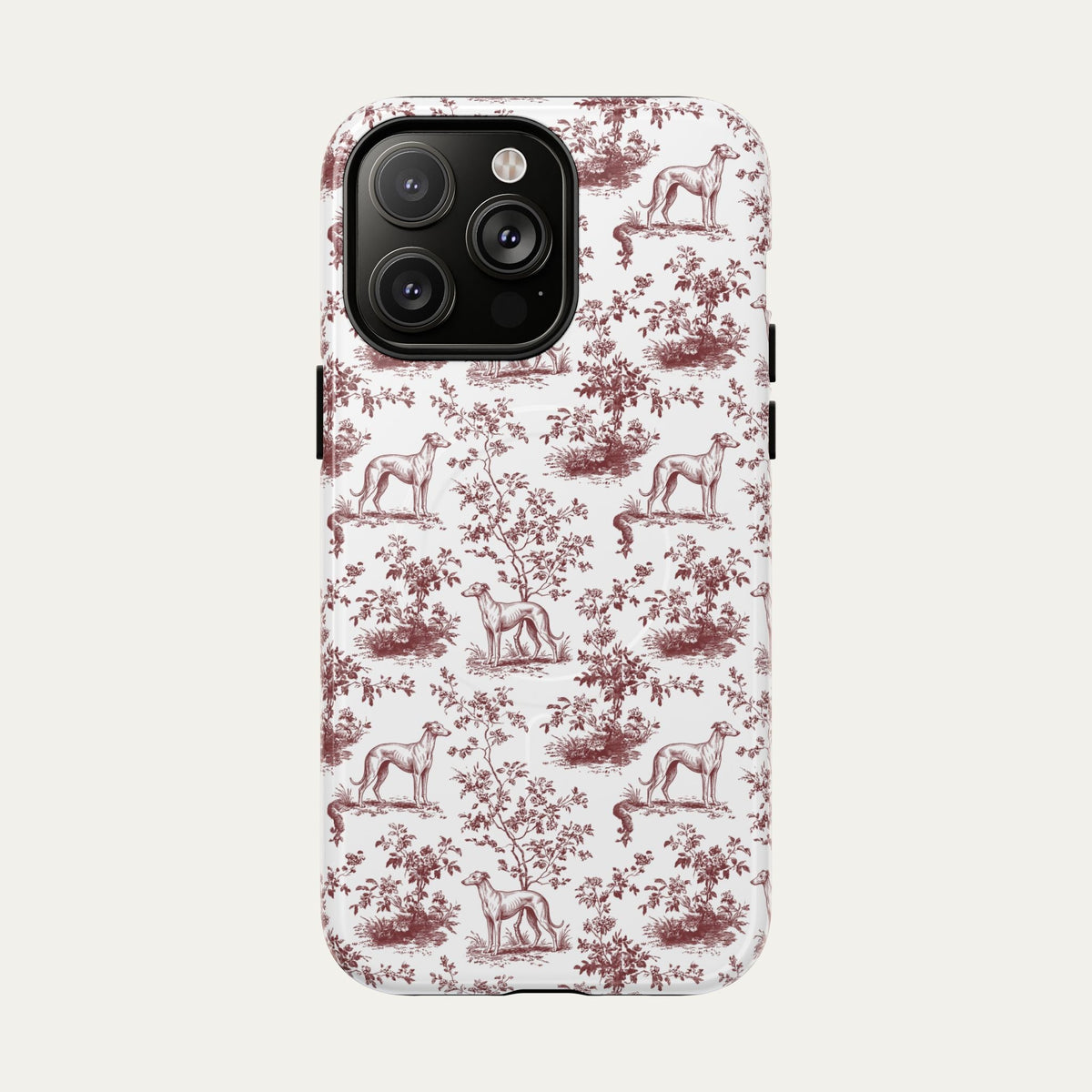 Greyhound Burgundy Toile phone Case