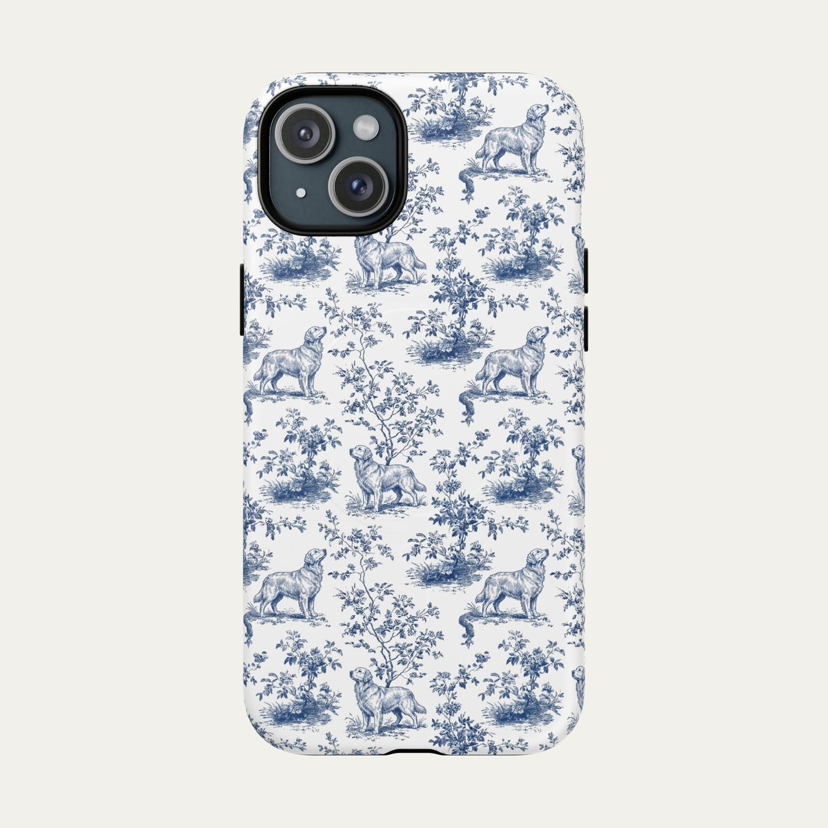 Golden Retriever Blue Toile Phone case
