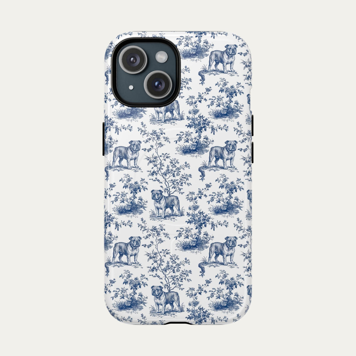English Bulldog Blue Toile Phone case