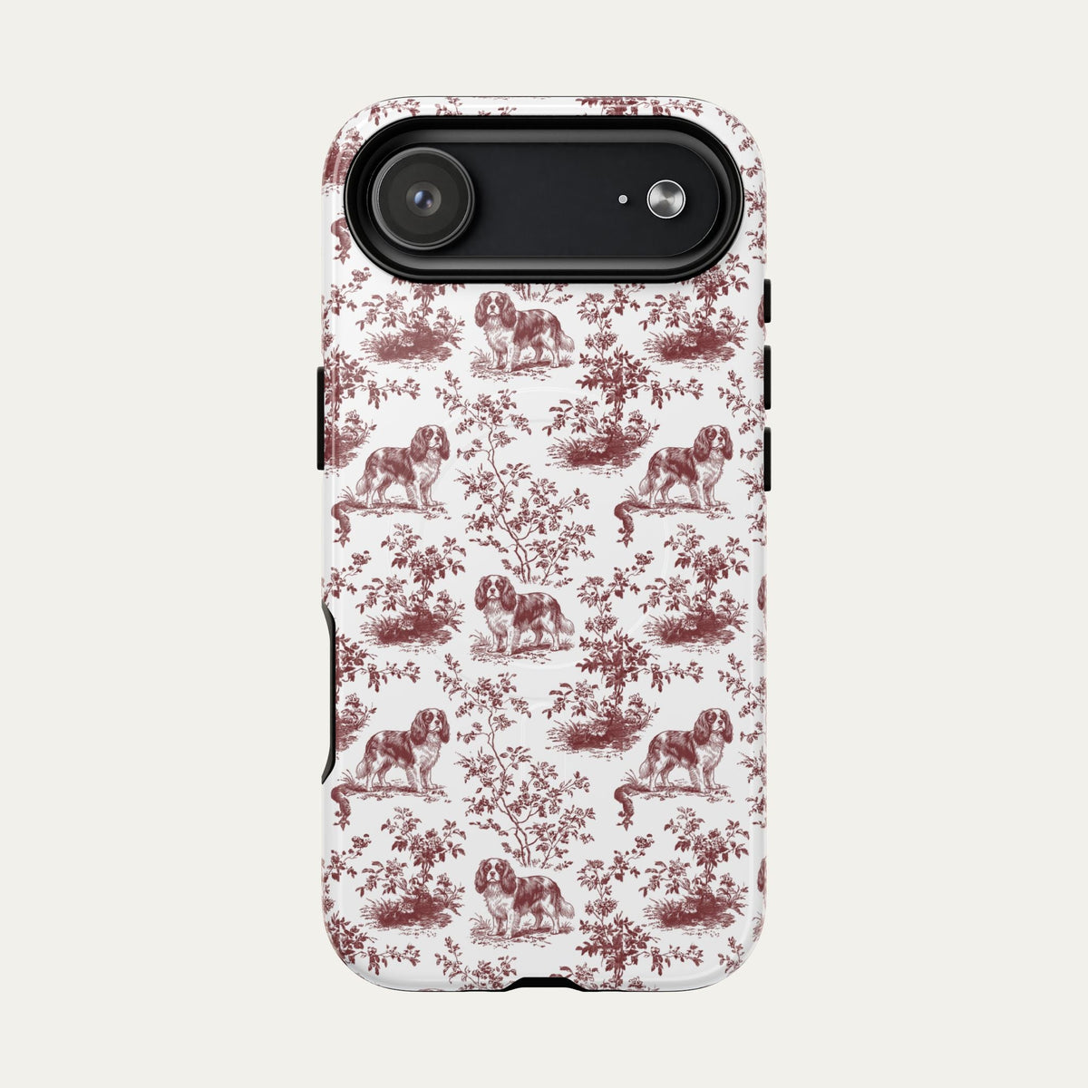 Cavalier Spaniel Burgundy Toile phone Case
