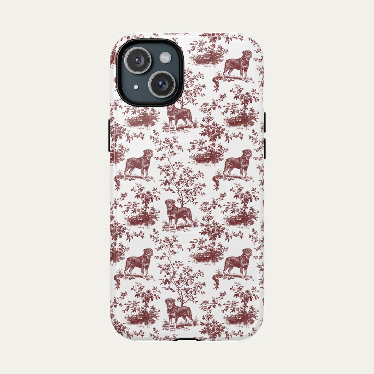 Rottweiler Burgundy Toile phone Case