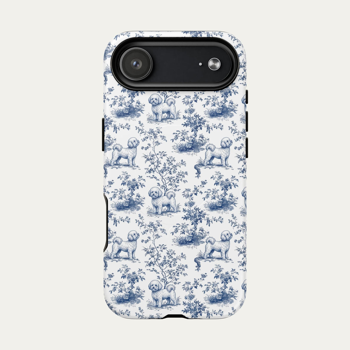 Bichon Frise Blue Toile Phone case
