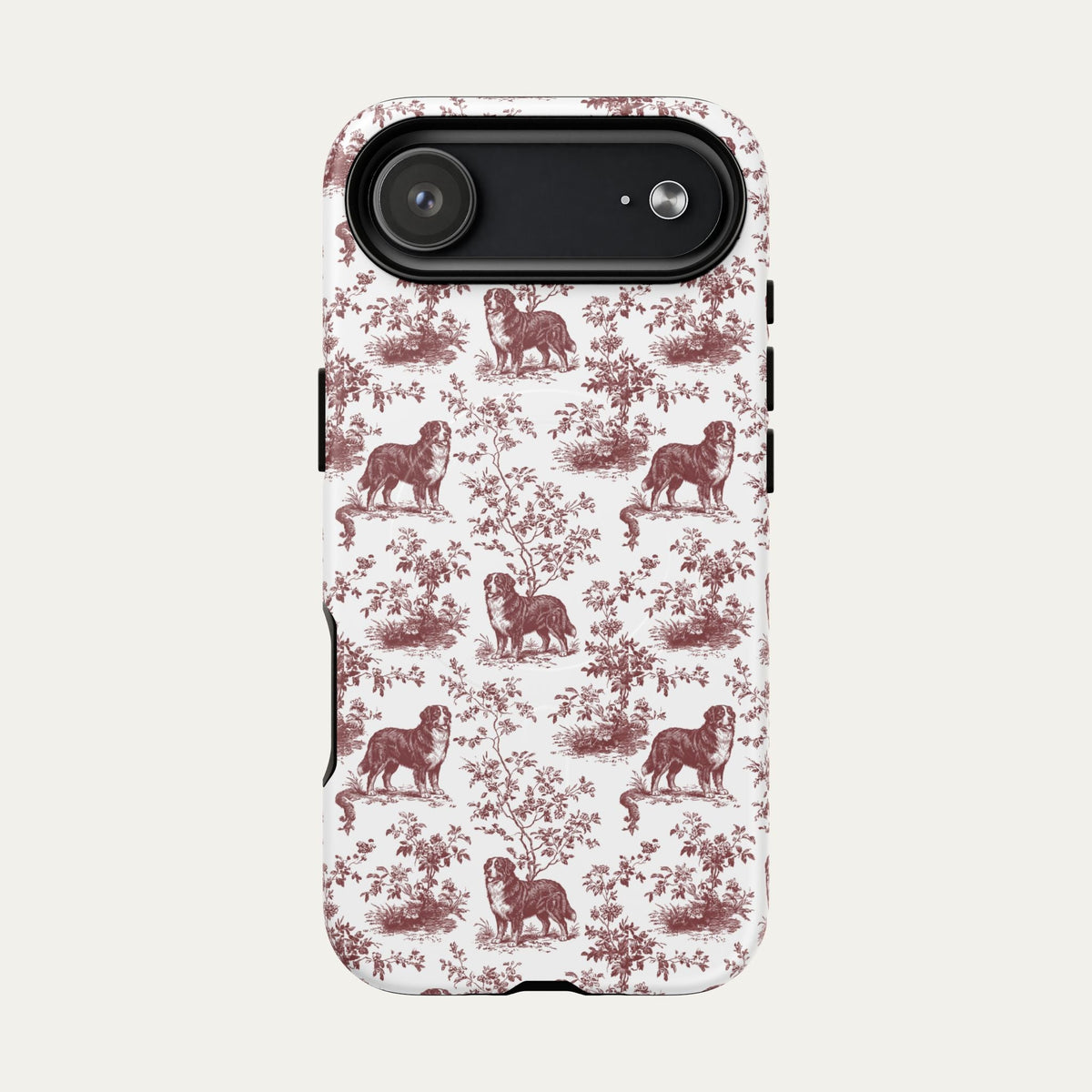 Bernese Mountain Burgundy Toile phone Case