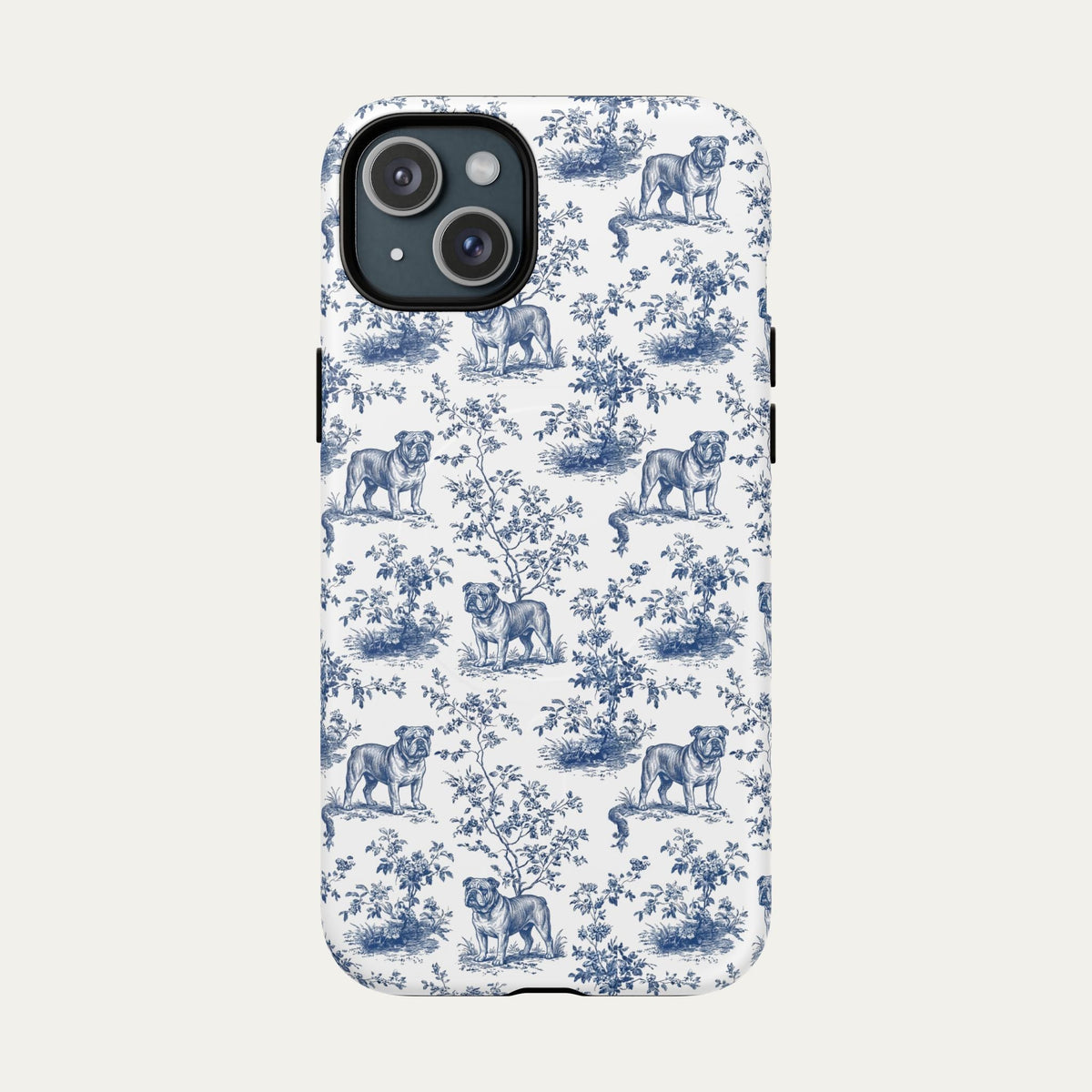 English Bulldog Blue Toile Phone case