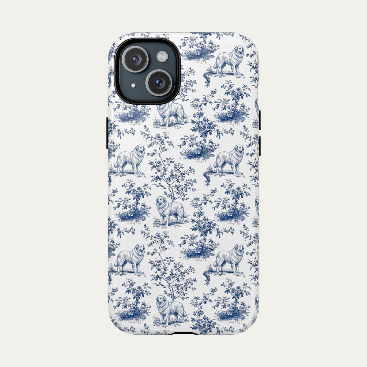 Great Pyrenees Blue Toile Phone case