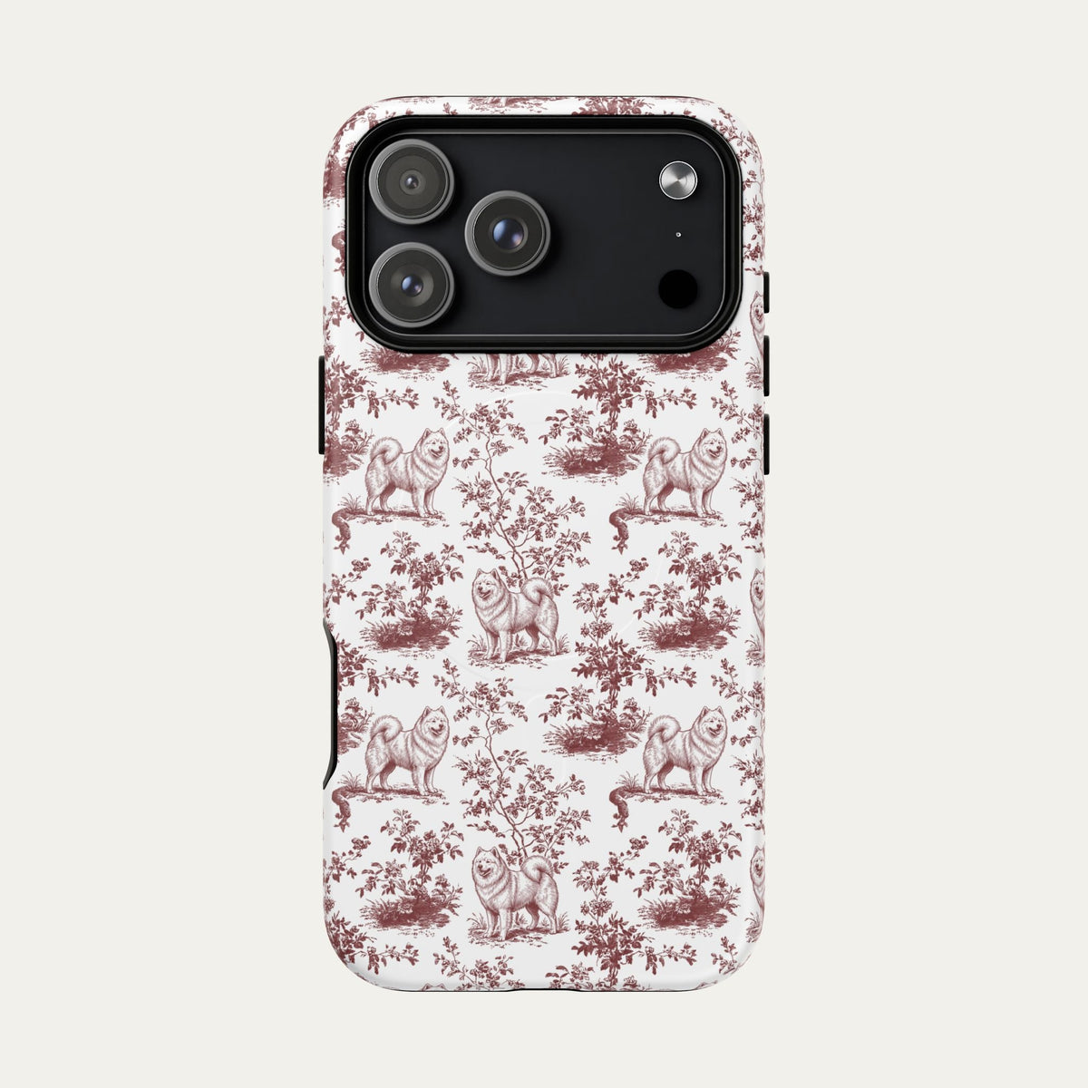 Samoyed Burgundy Toile phone Case