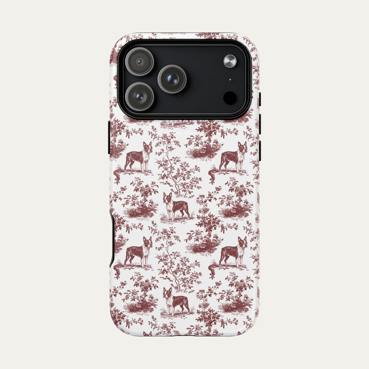 Boston Terrier Burgundy Toile phone Case