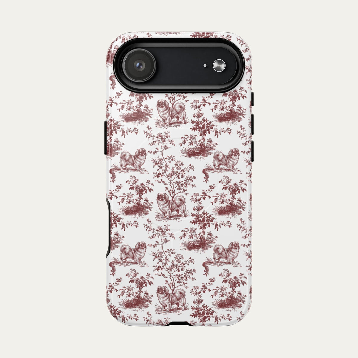 Pekingese Burgundy Toile phone Case