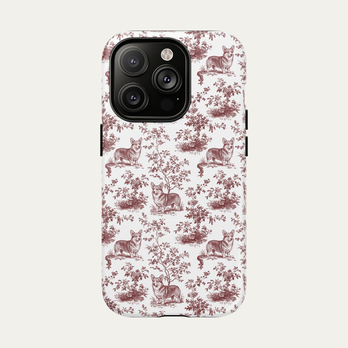 Corgi Burgundy Toile phone Case