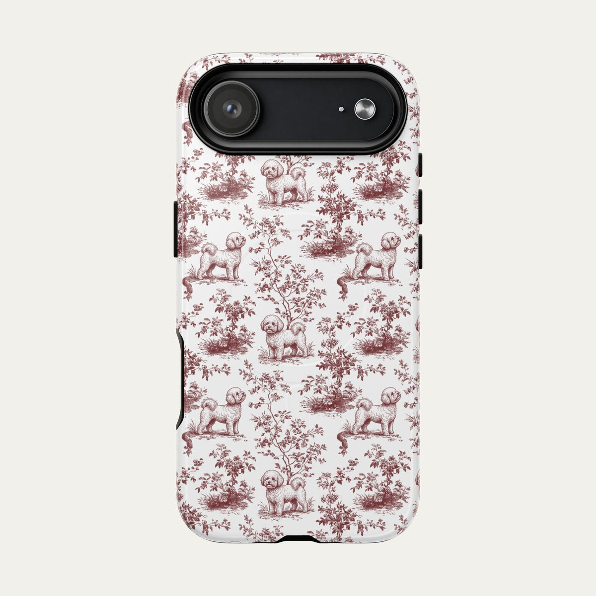 Bichon Frise Burgundy Toile phone Case