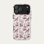 Poodle Burgundy Toile phone Case