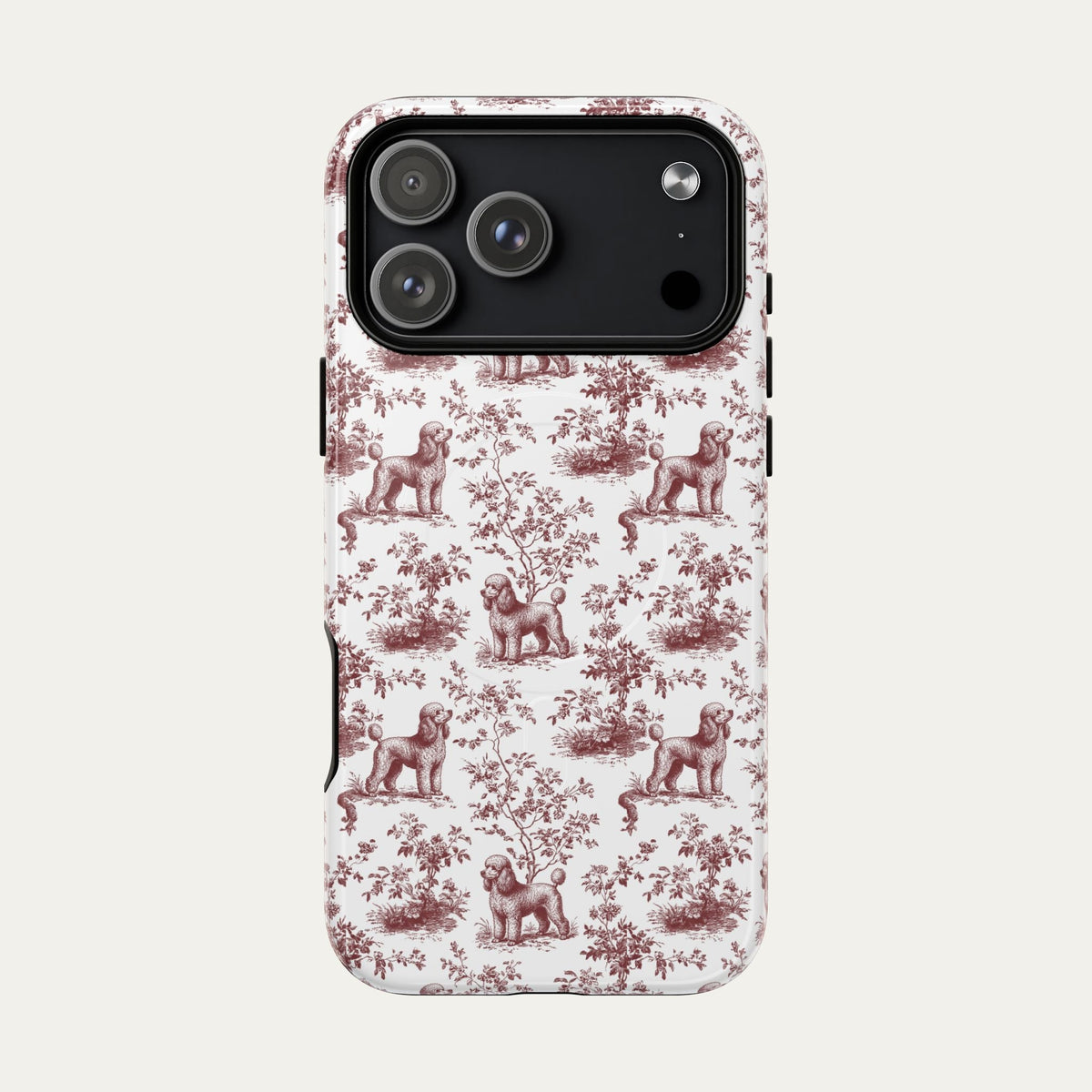 Poodle Burgundy Toile phone Case