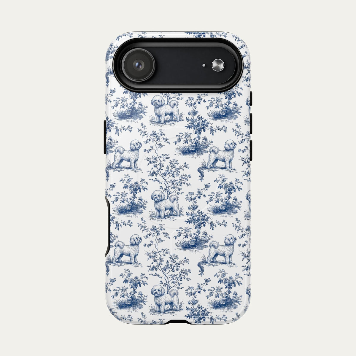 Bichon Frise Blue Toile Phone case