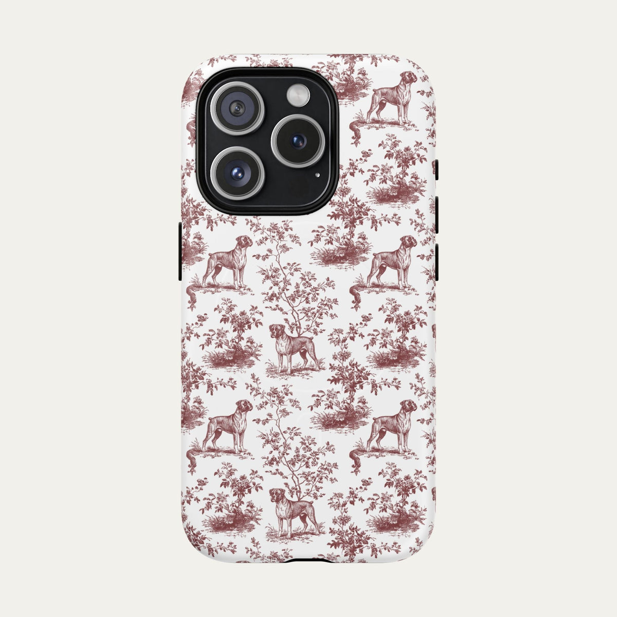 Boxer Burgundy Toile phone Case