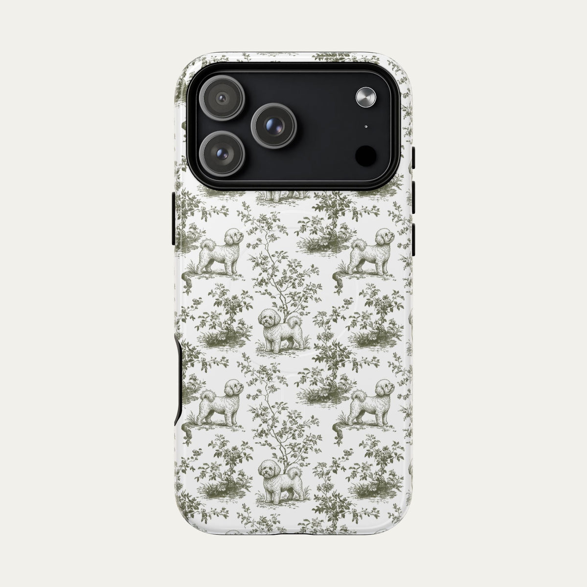 Bichon Frise Sage Green Toile phone Case