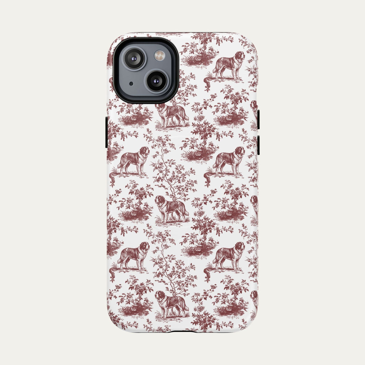 Saint Bernard Burgundy Toile phone Case