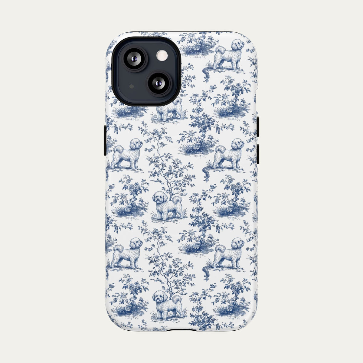 Bichon Frise Blue Toile Phone case