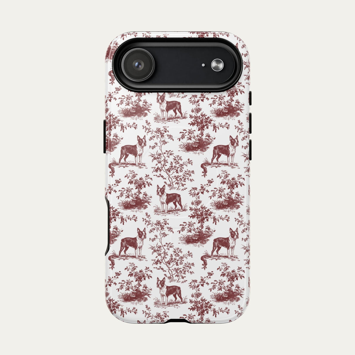 Boston Terrier Burgundy Toile phone Case