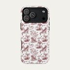 Poodle Burgundy Toile phone Case