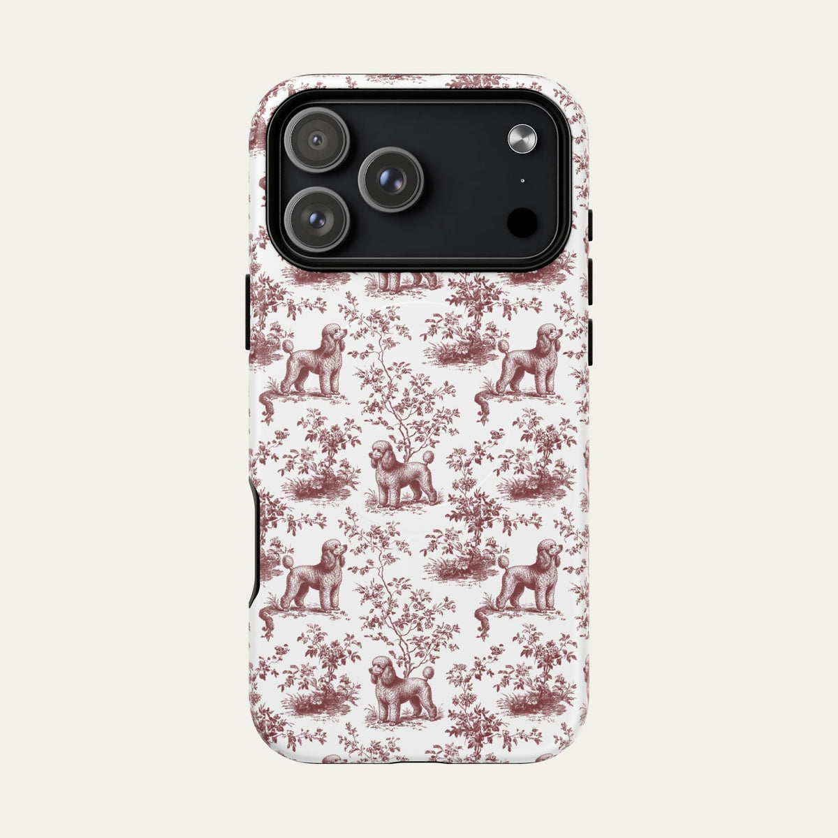 Poodle Burgundy Toile phone Case