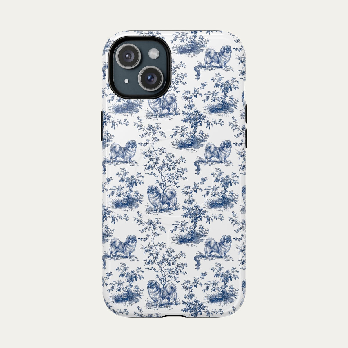 Pekingese Blue Toile Phone case