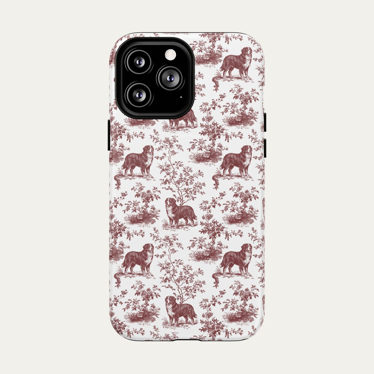 Bernese Mountain Burgundy Toile phone Case