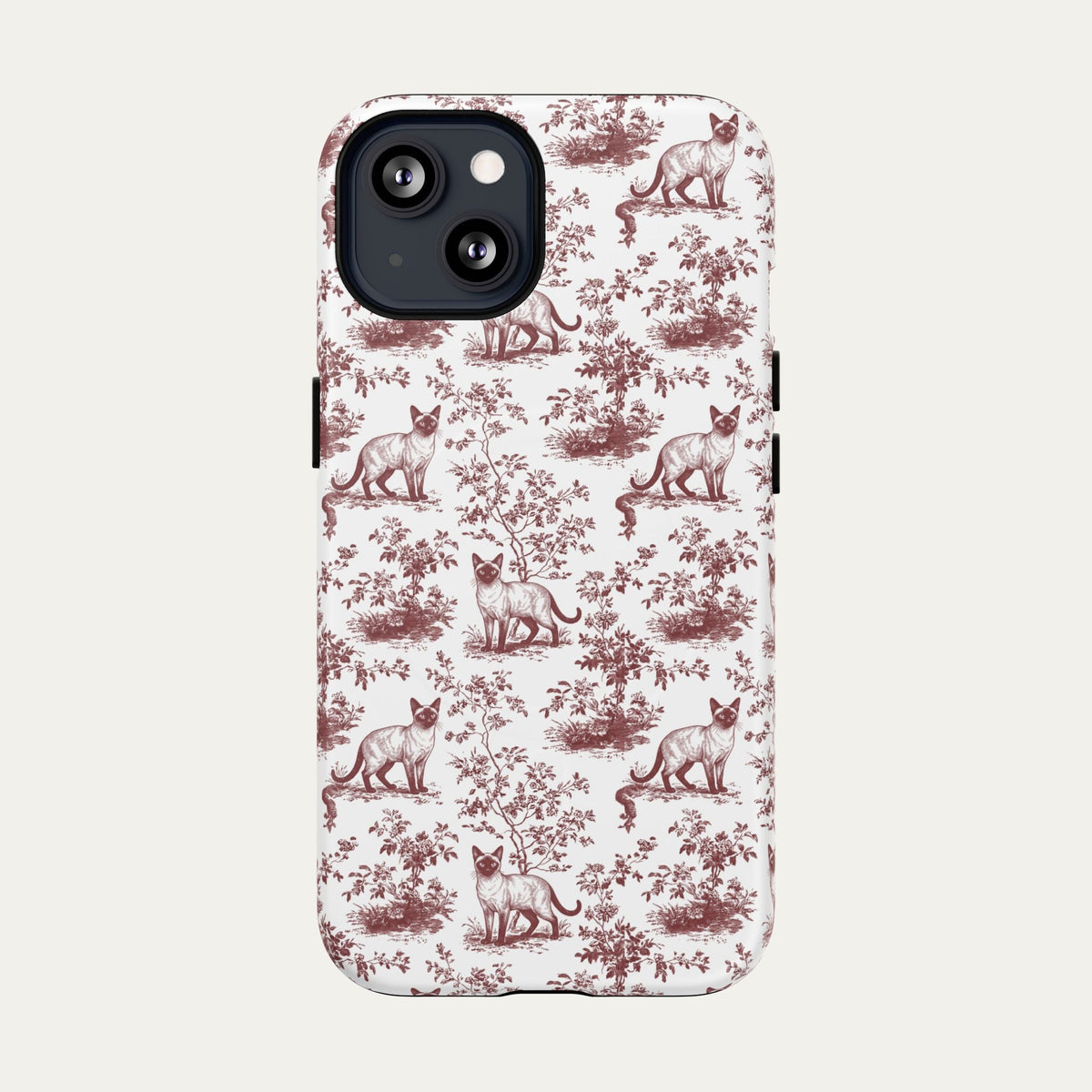 Siamese Cat Burgundy Toile phone Case