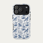 Poodle Blue Toile Phone case