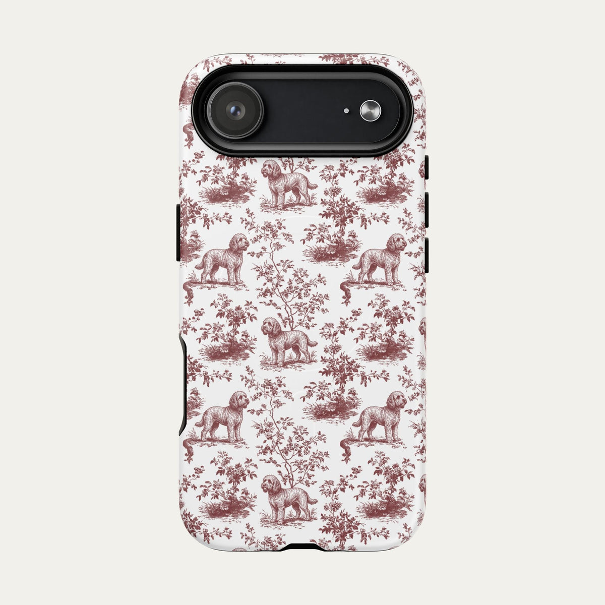 Cockapoo Burgundy Toile phone Case