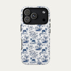 Boston Terrier Blue Toile Phone case