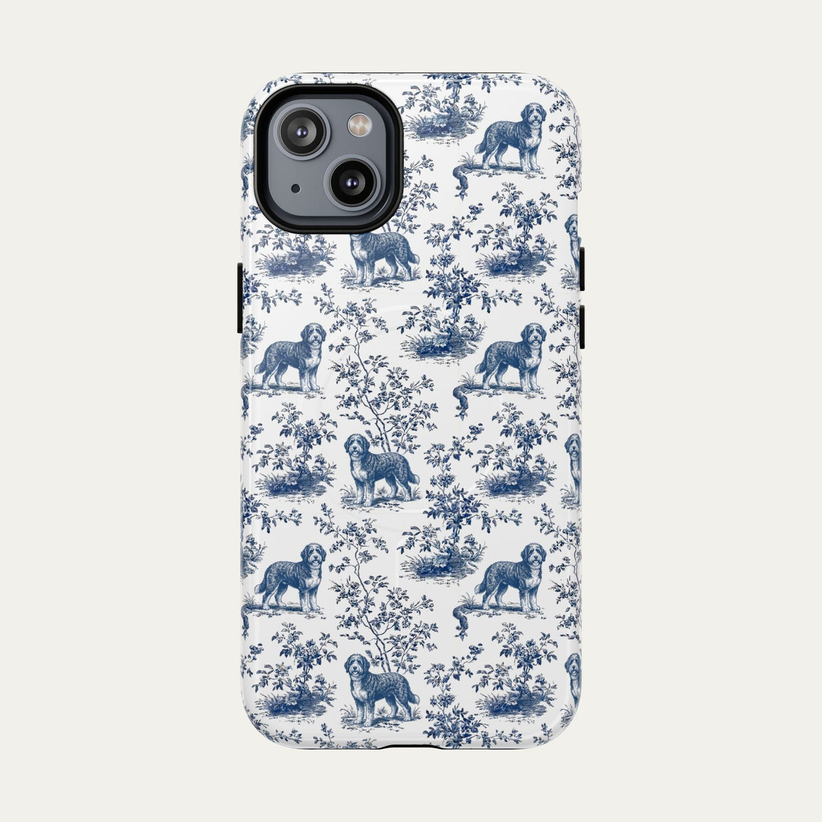 Bernedoodle Blue Toile Phone case