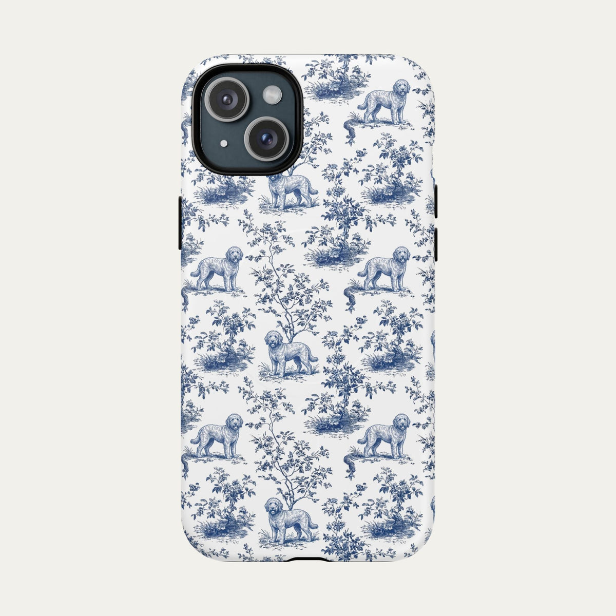 Goldendoodle Blue Toile Phone case