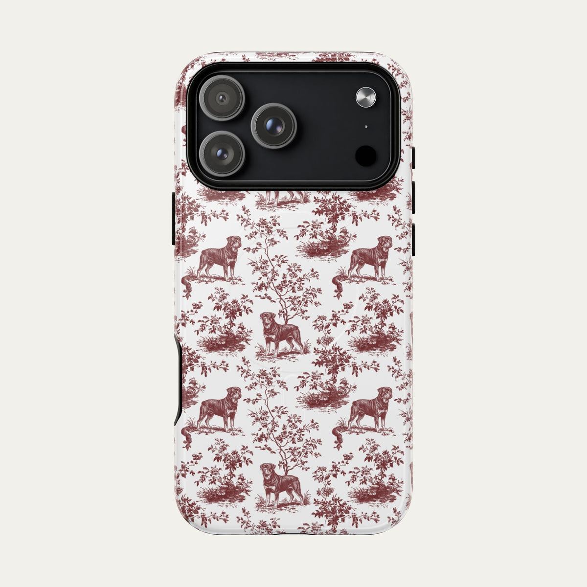 Rottweiler Burgundy Toile phone Case
