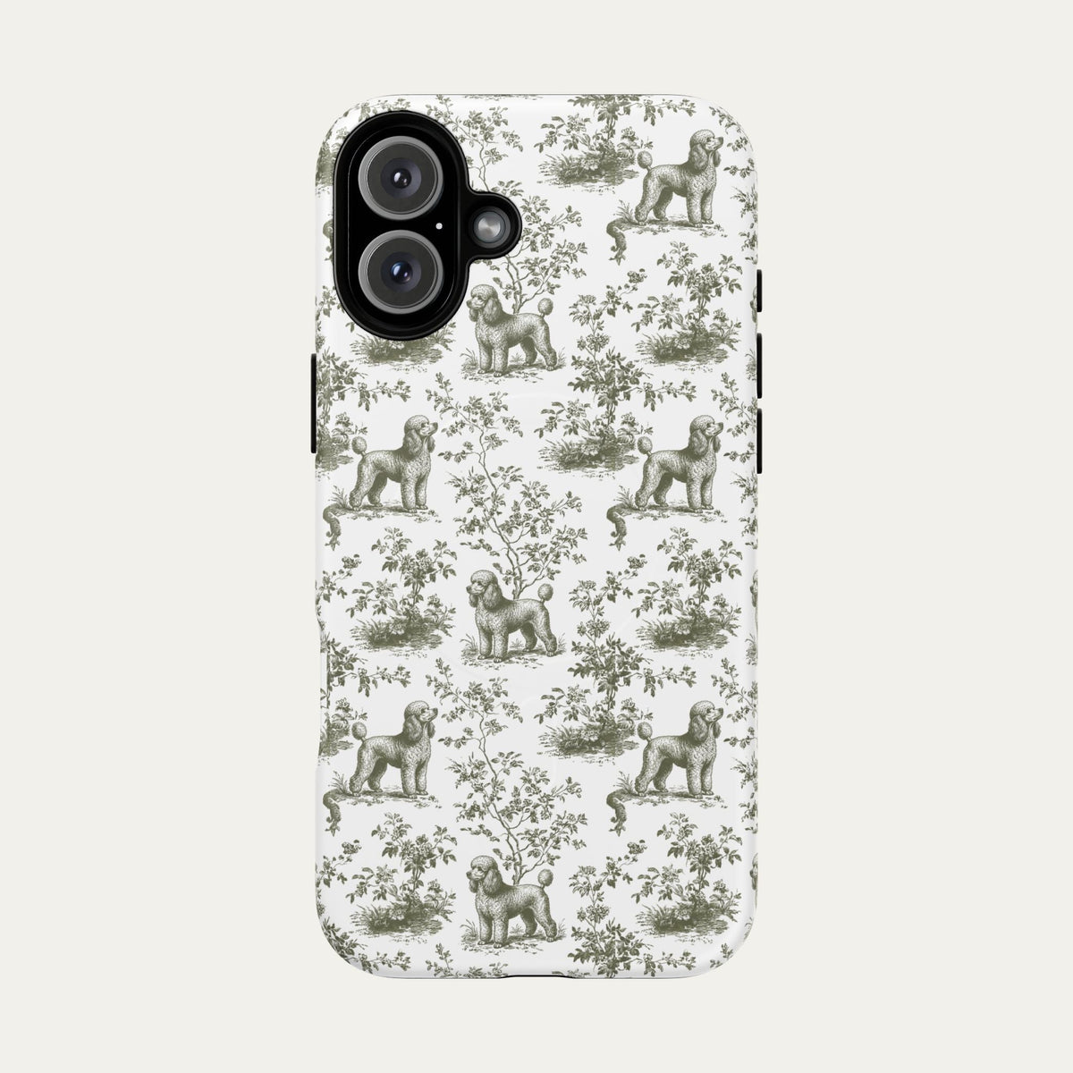 Poodle Sage Green Toile phone Case
