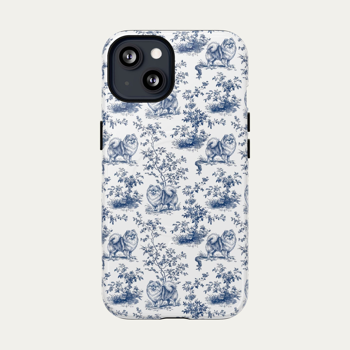 Pomeranian Blue Toile Phone case