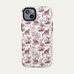 Tabby Cat Burgundy Toile phone Case