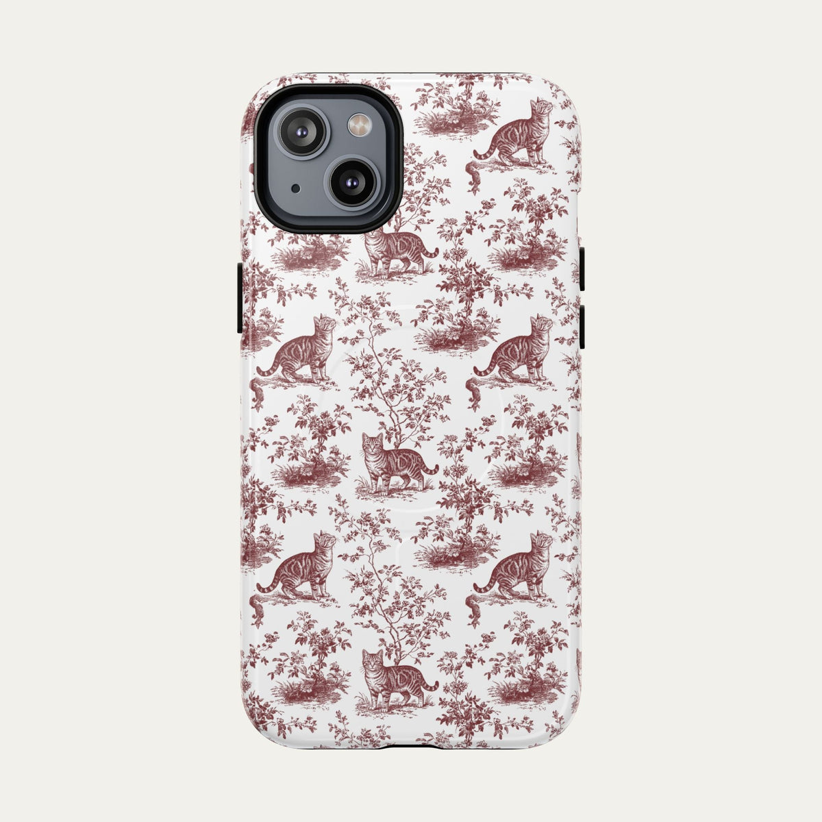 Tabby Cat Burgundy Toile phone Case