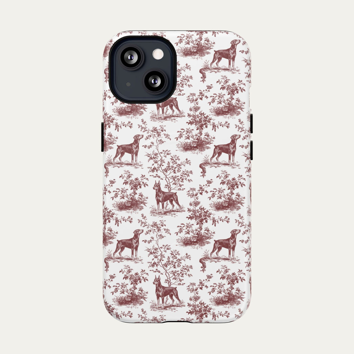 Doberman Burgundy Toile phone Case