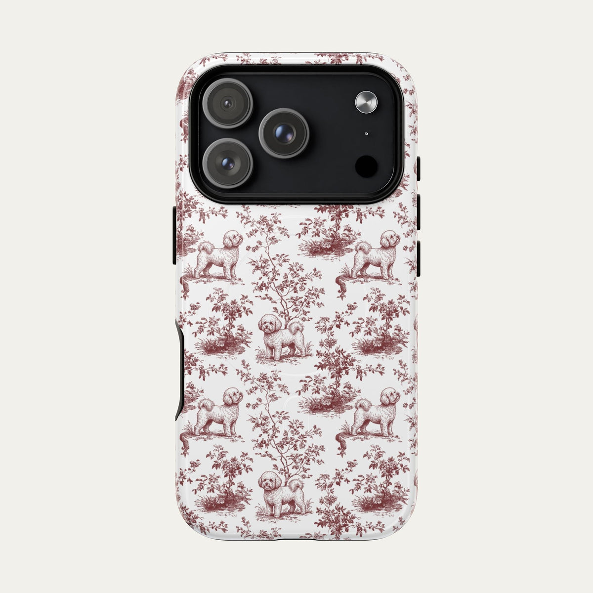 Bichon Frise Burgundy Toile phone Case
